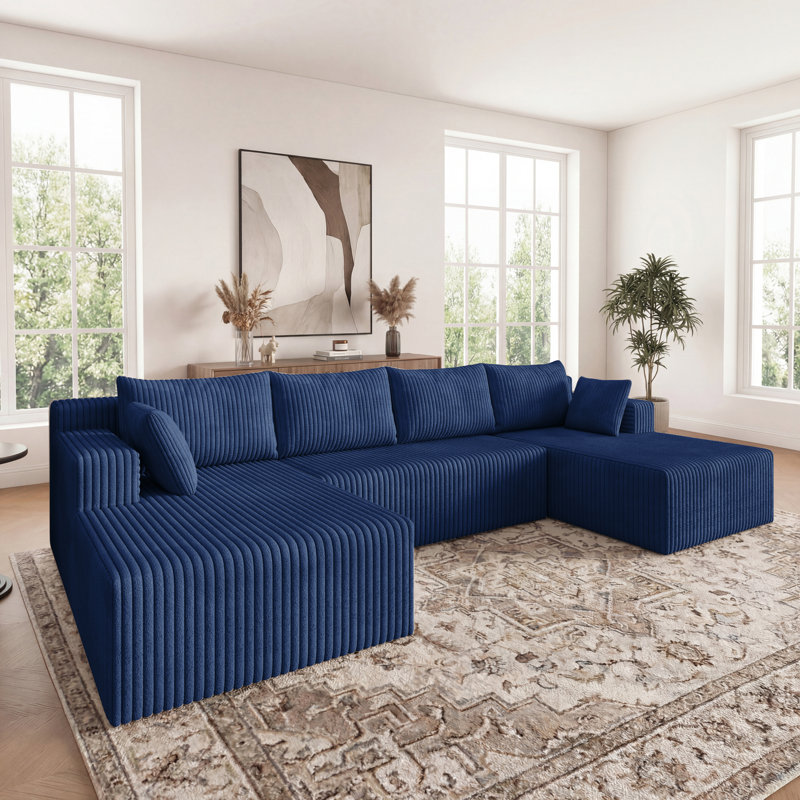 Canapé-lit modulaire modulaire, velours côtelé bleu, sans assemblage, Bleu