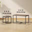 Ensemble de 3 tables basses gigognes pour salon Nesting, brun