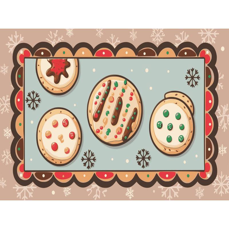 Tapis de vacances The Holiday Aisle® Cookies, Rectangulaire 8 pi x 10 pi