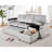 Sleeper Sofa Bed, 84 Inch Pull Out Couch With 2 USB & Cup Holders, Tufted L Shape Convertible Sofa With Storage Chaise-1508080579