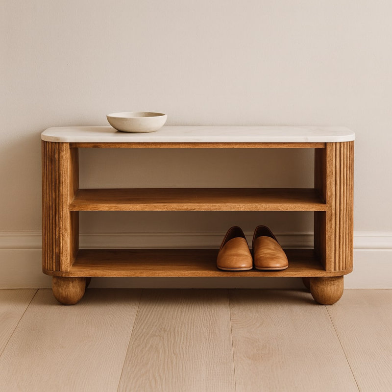 6 Pair Solid Wood Shoe Storage Bench