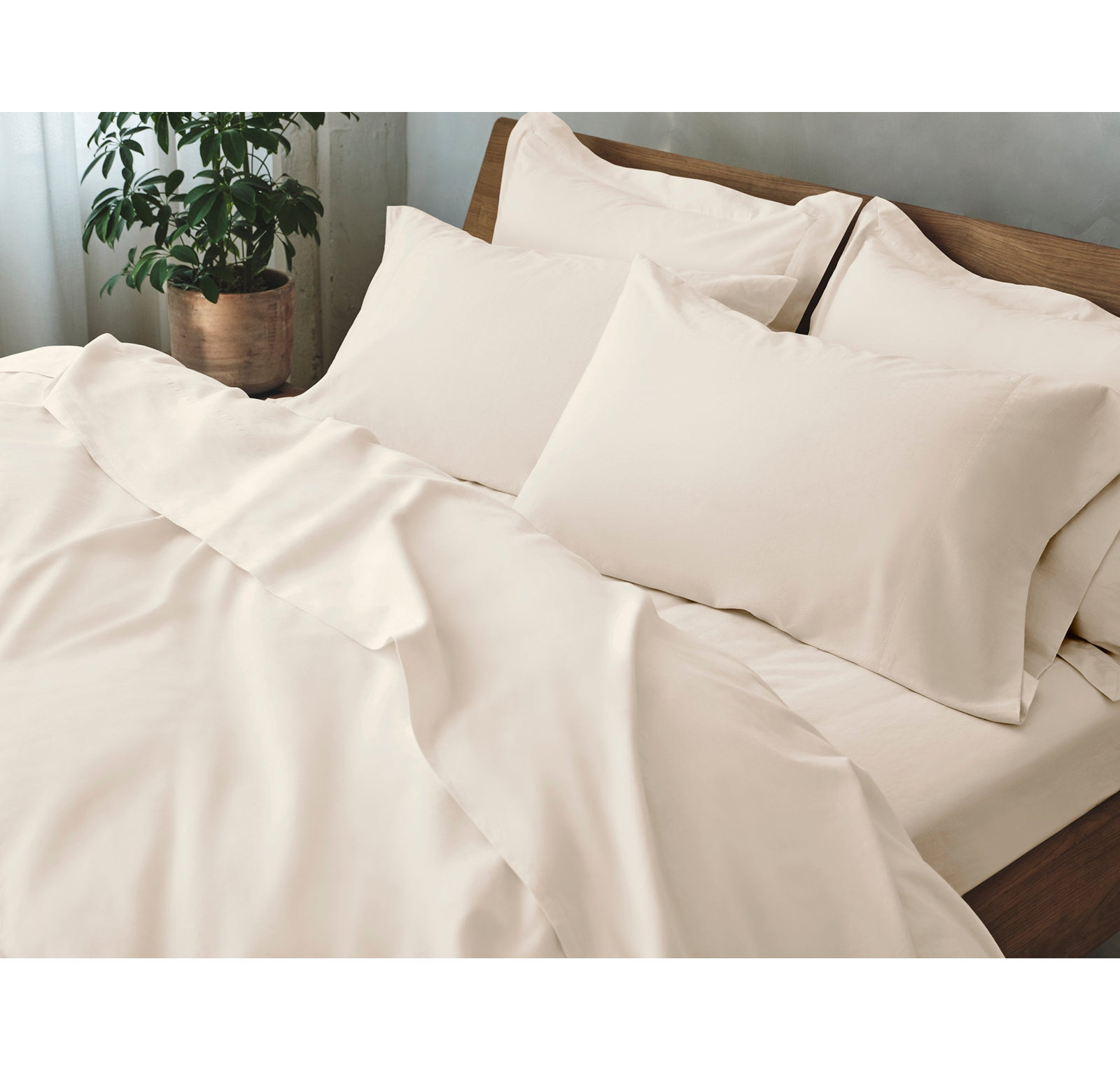Cloud Soft Sateen 100% Cotton Sateen Sheet Set, Undyed, Twin Sheet Set with 1 Pillowcase