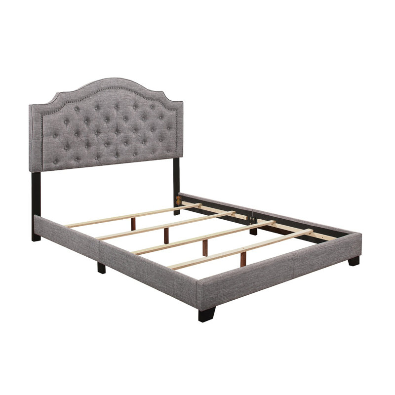 Kiraz Upholstered Wingback Bed, Gray, King