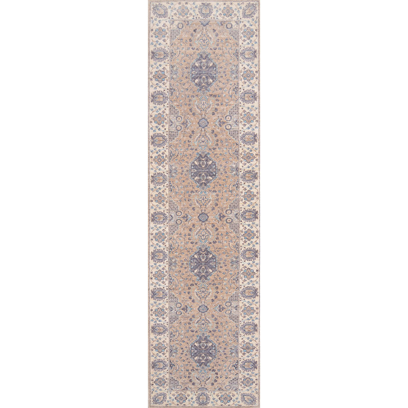 Tapis de couloir beige / mauve / bleu clair de haute qualité Ziegler 3000