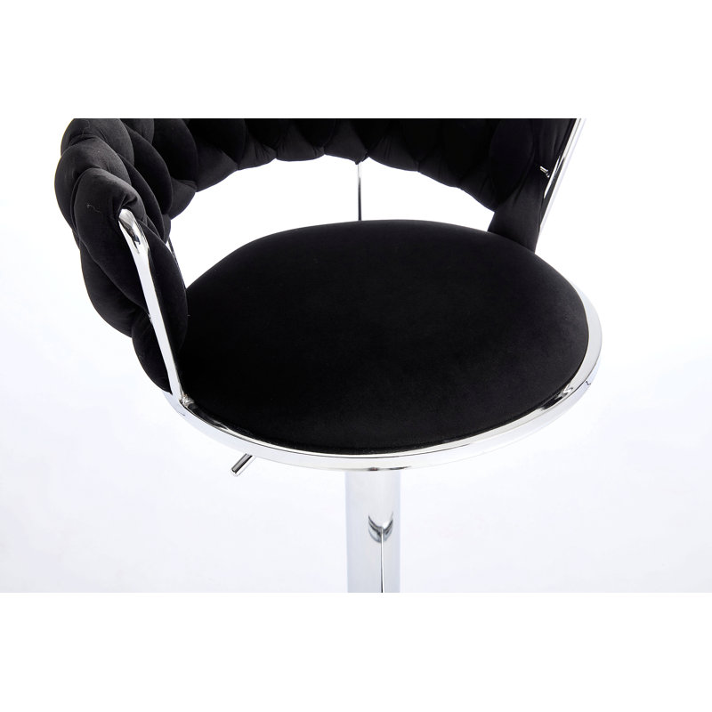 Ensemble de 2 tabourets de bar à hauteur réglable avec repose-pieds chromé, base pivotante et revêtement en velours pour plus de confort et de style