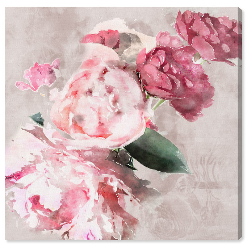 Doux romantique, rose traditionnel - peinture, Toile tendue, H 16 po x l 16 po