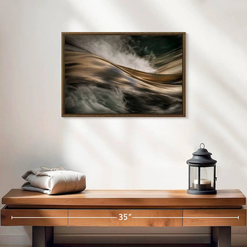 Bronze, 19 po x 13 po, Cadre flottant en noyer