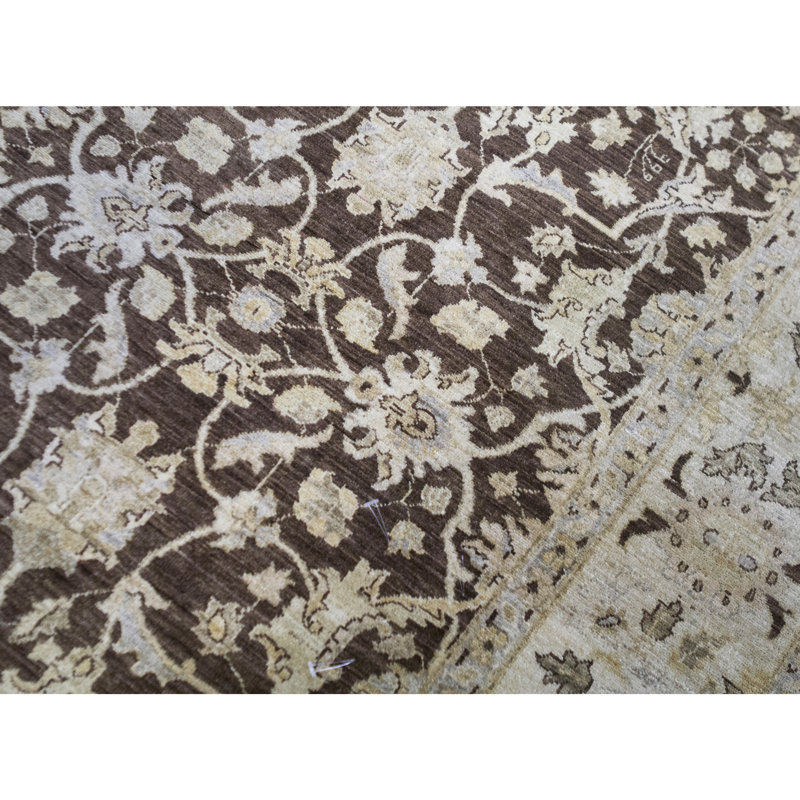 Tapis brun et beige de haute qualité noué à la main Ziegler
