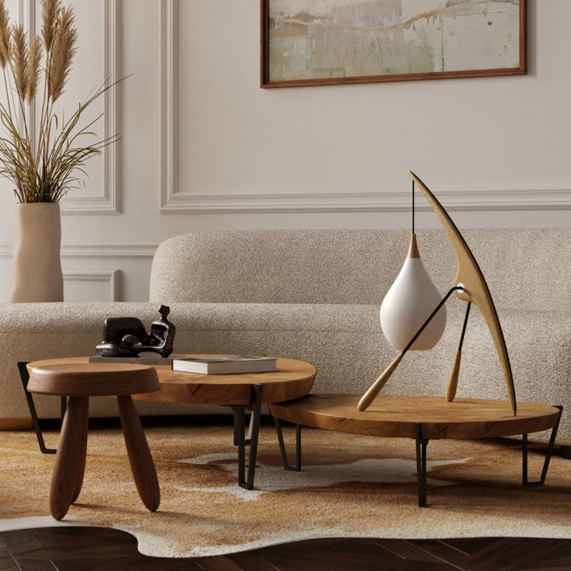 Phasme Arched Table Lamp, Natural Oak