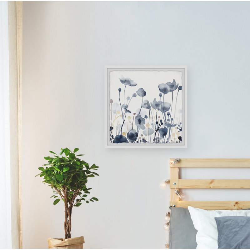Flower Blues 1 Piece Single Picture Frame Painting, 30cm H x 30cm W x 3.81cm D