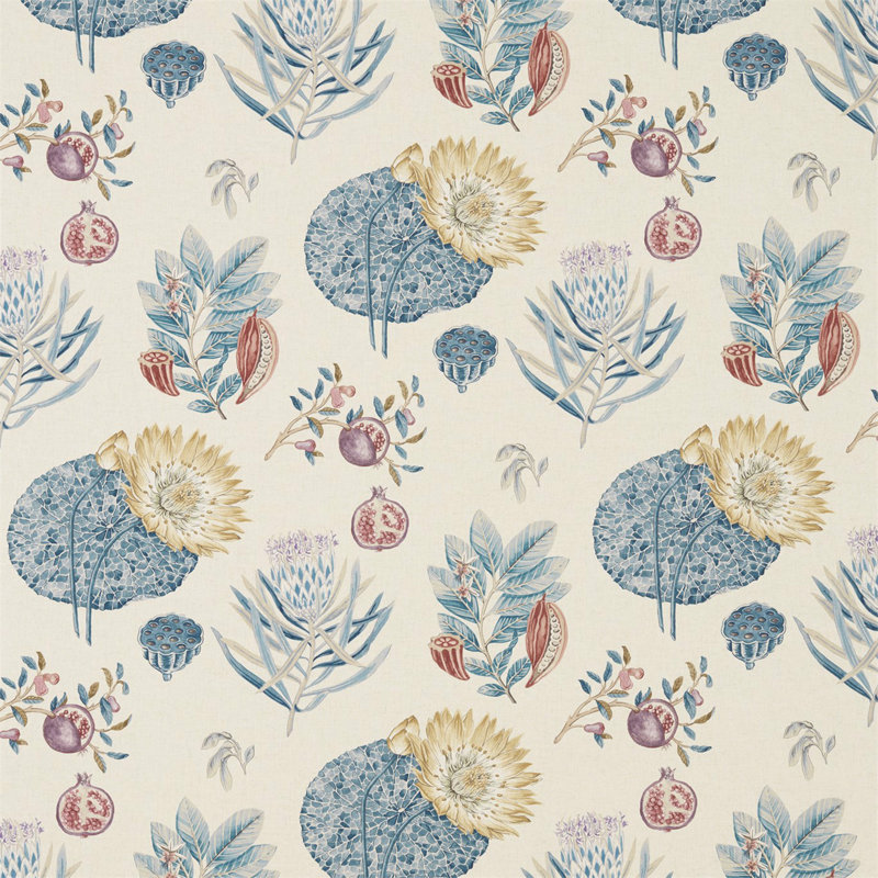 Lily Bank Fabric, Ruby/Indigo