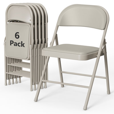 6 Pack Padded Folding Chairs 350lbs, PU Leather Folding Chairs for Events, Weddings & Parties