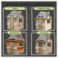 Maisonnette d'extérieur en bois gris avec ensemble de poêle, porte pour chien et jardinières