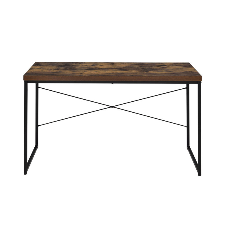 Weathered Oak Writing Desk - Modern Rustic Style 's With Black Metal Leg Construction, Weathered Oak