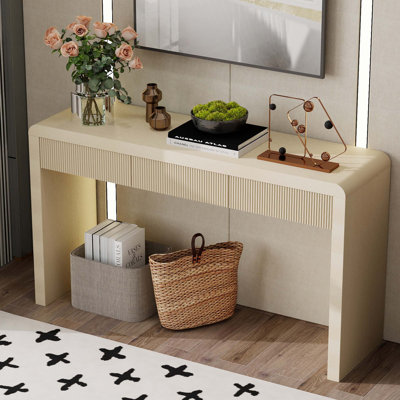Console rustique avec 3 tiroirs cannelés