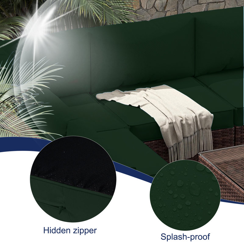 Outdoor Sectional Cushions, Outdoor Cushions For Patio Furniture Replacement, Waterproof Patio Furniture Cushions, Patio Sectional Cushions For Outdoor Sofa(14Pcs)