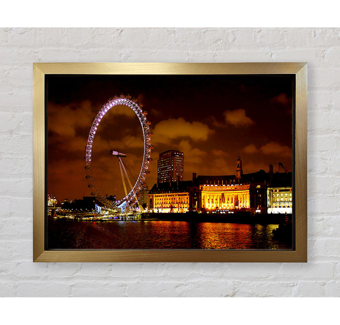 London Eye Night Skys - Einzelner Bilderrahmen Kunstdrucke