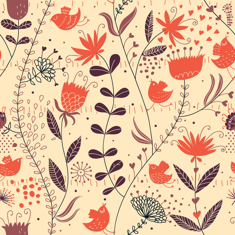 Peel & Stick Floral Tile, 2.08' W x 10.42' L