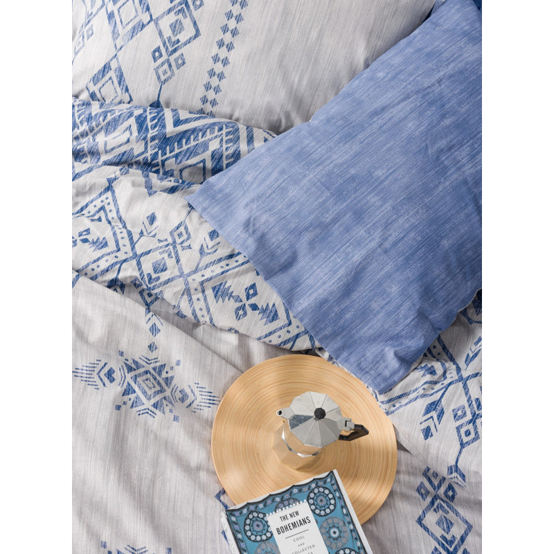 Premium 100% Cotton Ranforce XXL Quilt Cover Set, Blue | Duvet Cover 61 x 87, Pillowcase 31.5 x 31.5 | Machine Washable, 145 Thread Count, Button Closure | Soft, Durable, Perfect for Cozy Bedrooms