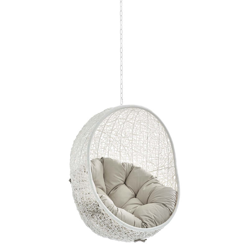 Chaise longue d'extérieur en tissu Modway Hide Sunbrella, Structure blanche / coussin beige