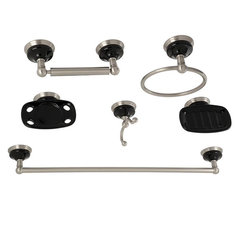 Water Onyx 6 Piece Bathroom Hardware Set, Brushed Nickel