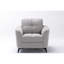 Salon en velours gris avec fauteuil confortable, coussin, siège à ressorts ensachés