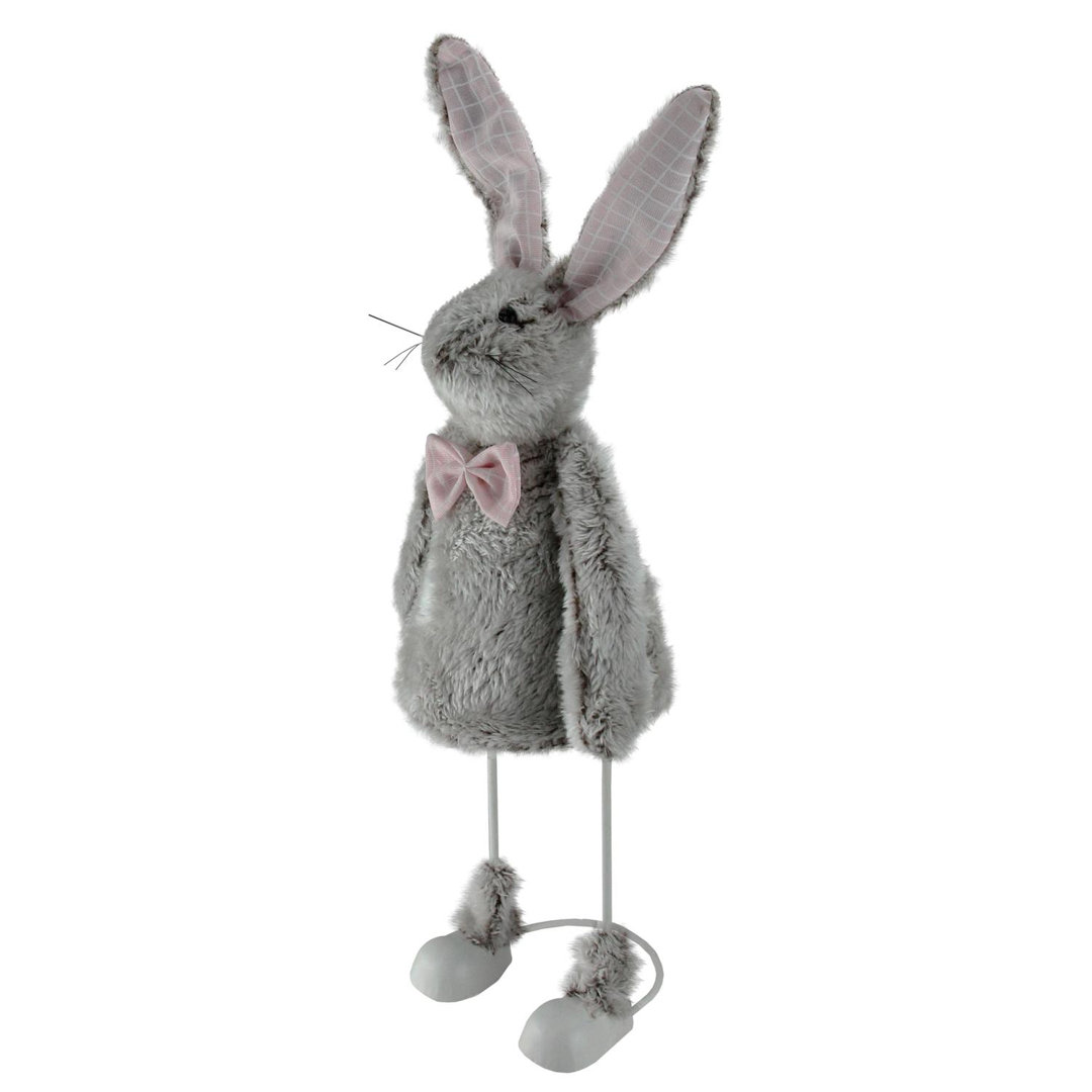 17" Gray and Pink Spring Loaded Rabbit Table Top Easter Figure Northlight Seasonal