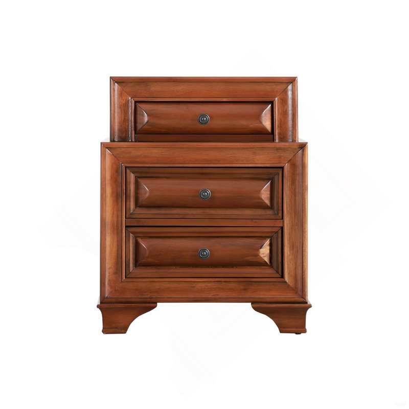 Table de chevet charmante en chêne avec façades courbées, Brun
