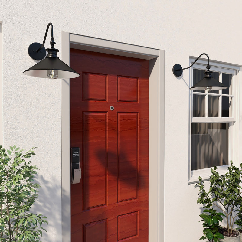 Sena Matte Black Metal Outdoor Adjustable Angle Barn Light