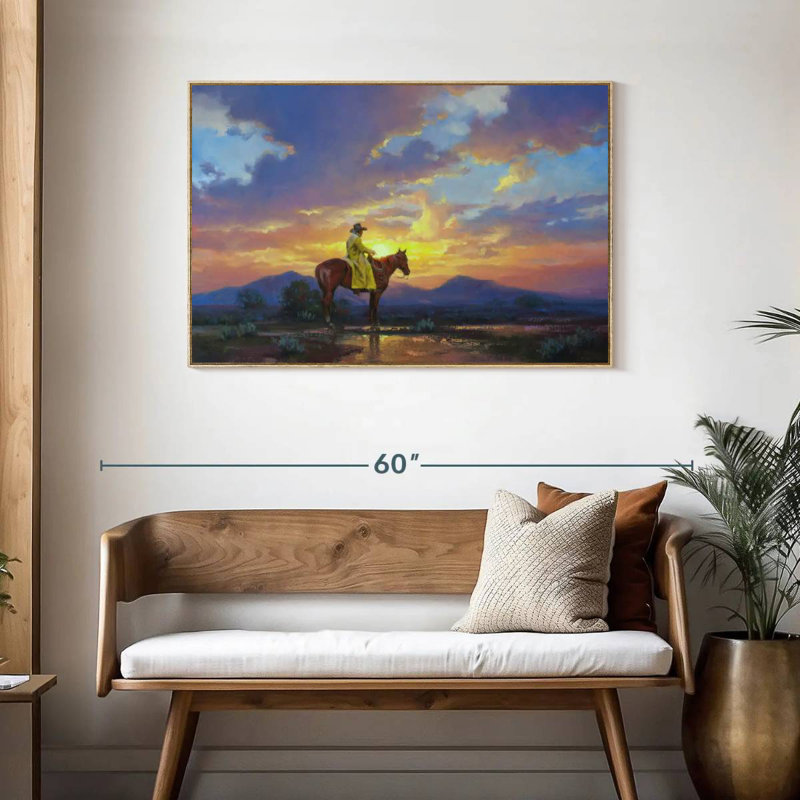 Soleil brûlant, Cadre flottant en bois naturel, 43 po x 29 po