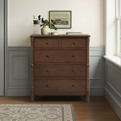 Vivienne Easy Assembly Solid Wood Spindle 5-Drawer Dresser