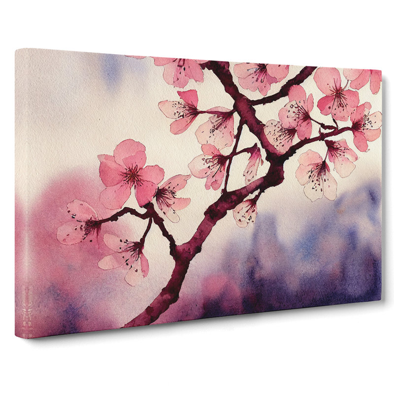 Cherry Blossom Flower Watercolour Vol.3 - Wrapped Canvas, 35cm H x 50cm W x 3cm D