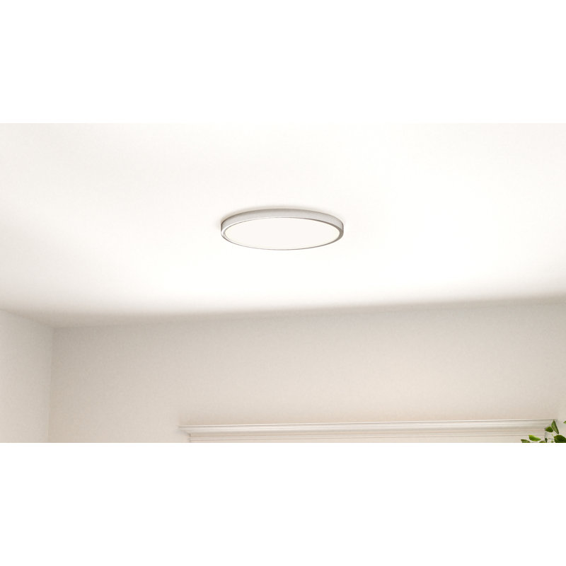 Naquin Acrylic LED Flush Mount, 1" H x 15" W x 15" D, Brushed Nickel