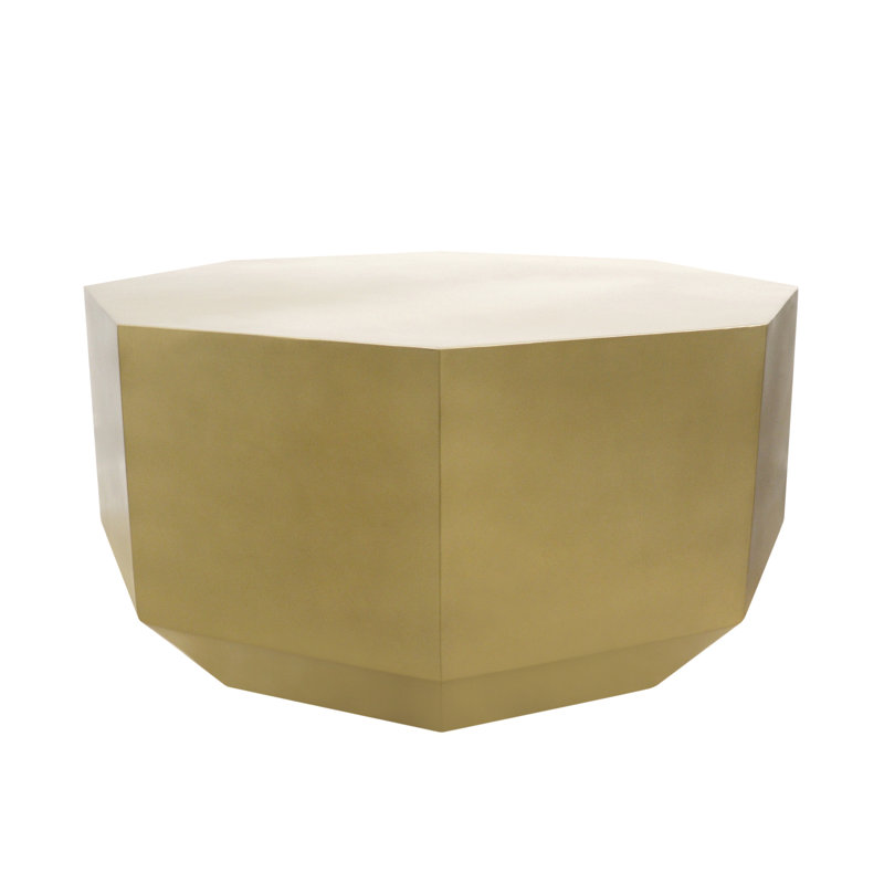 Dorian Faceted Brass Finish Iron Octagon Coffee Table