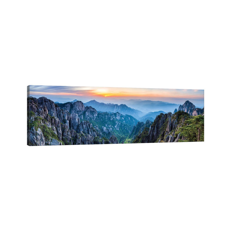 Panoramic View Of The Huangshan Landscape At Sunrise by Jan Becke - Wrapped Canvas Panoramic Print