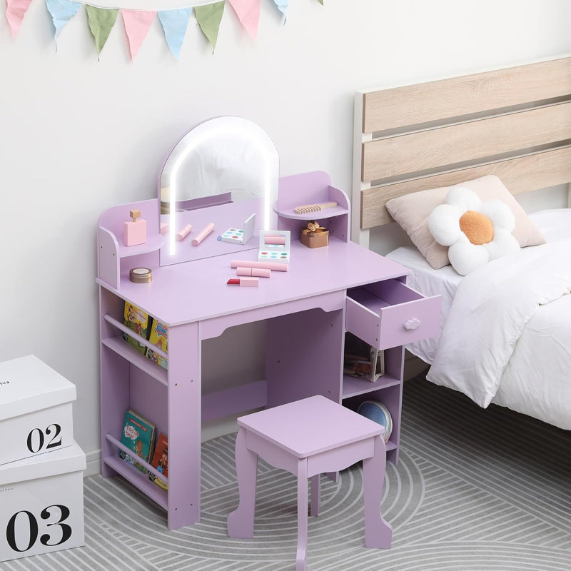 Dressing Table with Mirror, Purple