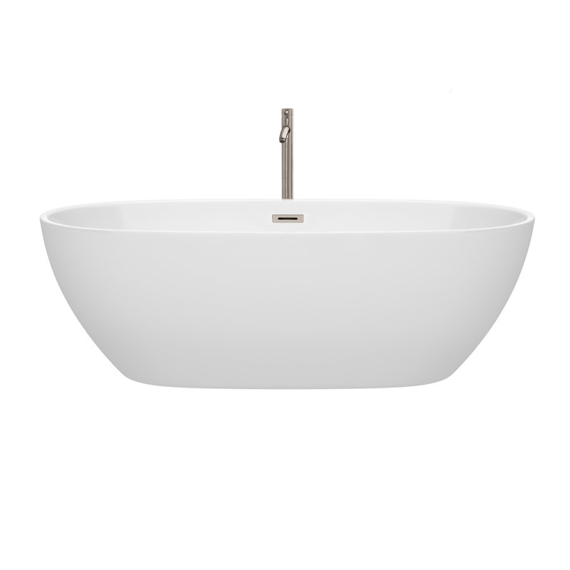 Juno 71'' x 32'' Soaking Acrylic Bathtub with Faucet, Brushed Nickel