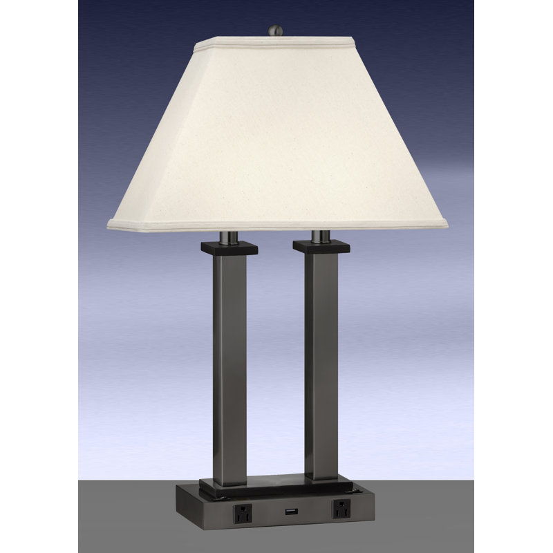 Ensemble de lampe de table 27 "avec tige et prise USB en métal Gunmetal