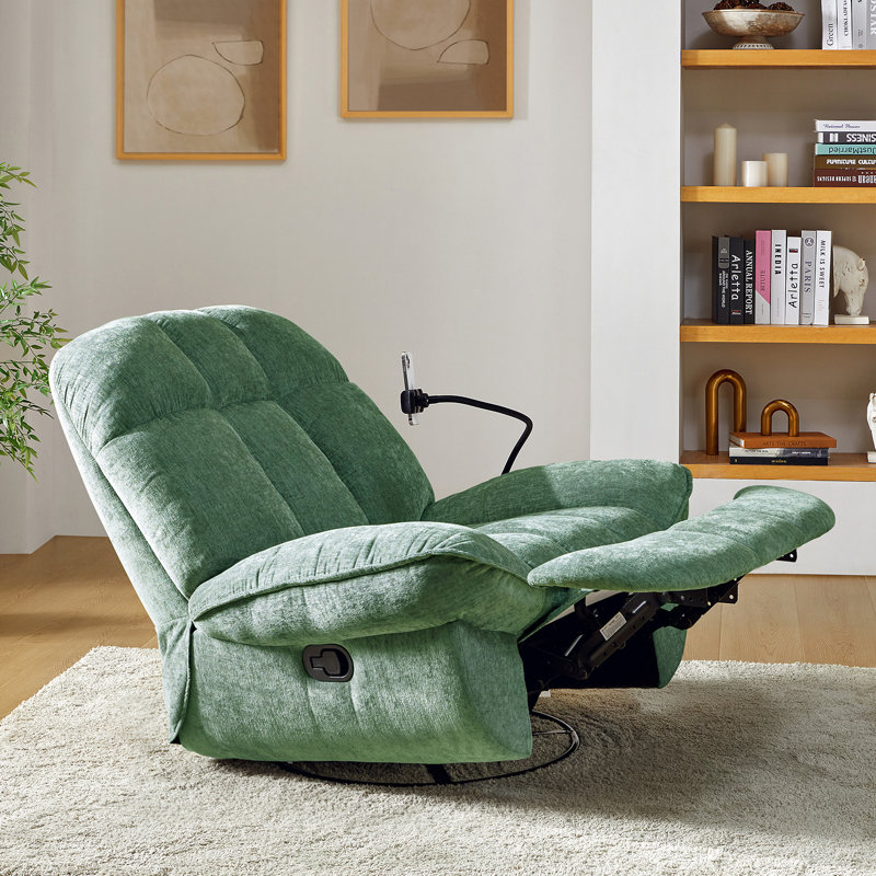 Fauteuil inclinable manuel pivotant avec support pour téléphone Jace, Polyester vert