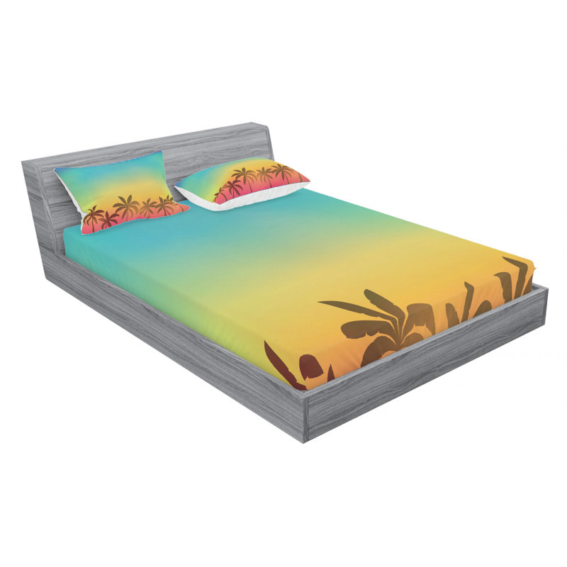 Tropical Microfiber Sheet Set, Queen Sheet Set with Fitted Sheet