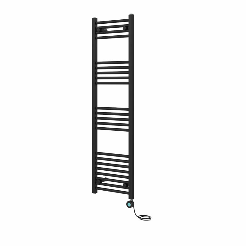 Daejuan Straight Towel Rail Heated Towel Rails, 140cm H x 40cm W x 3cm D, Black