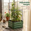 Lit de jardin surélevé en acier galvanisé avec cage à treillis réglable pour tomates - boîte à fleurs carrée 24 x 24 po pour légumes, vignes grimpantes-129945567