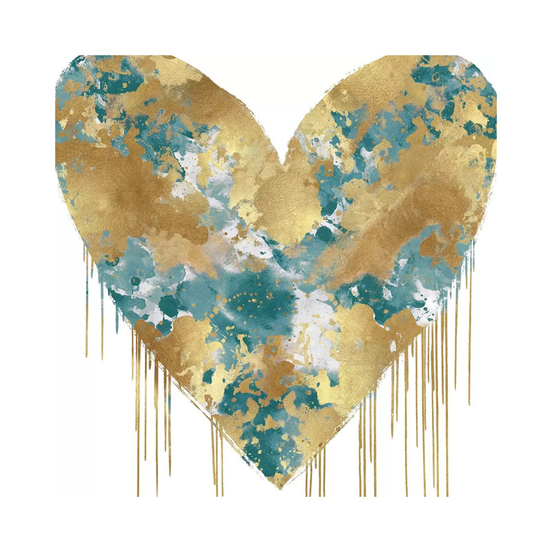Big Hearted Green And Gold by Lindsay Rodgers - Wrapped Canvas Print, 45.72 cm H x 45.72 cm W x 1.91 cm D