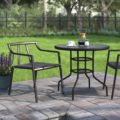 Markoe Stacking Metal Patio Dining Armchair