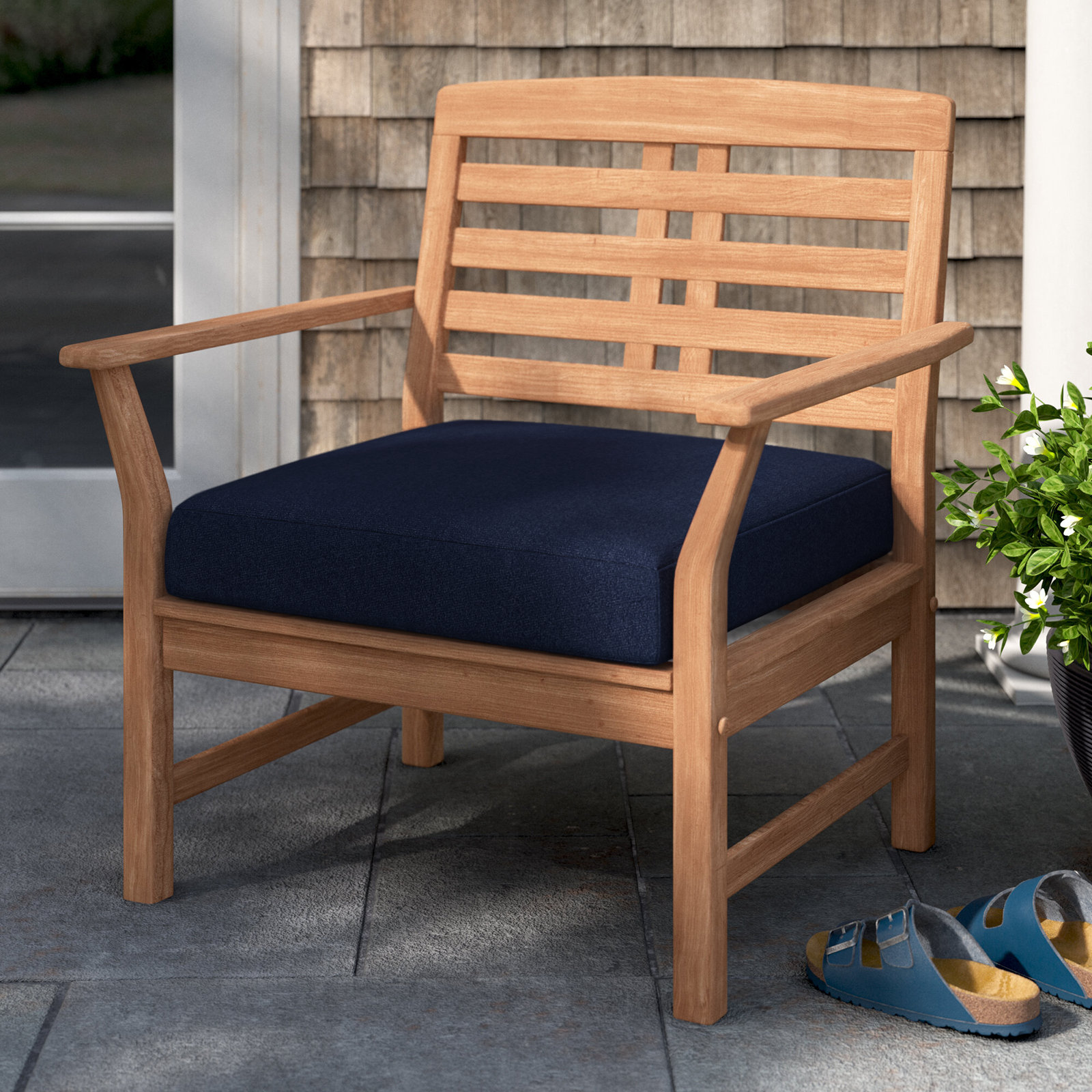 Esmeray 30" Seat Cushion, Navy, 22.5 in W x 22.5 in D x 5 in H