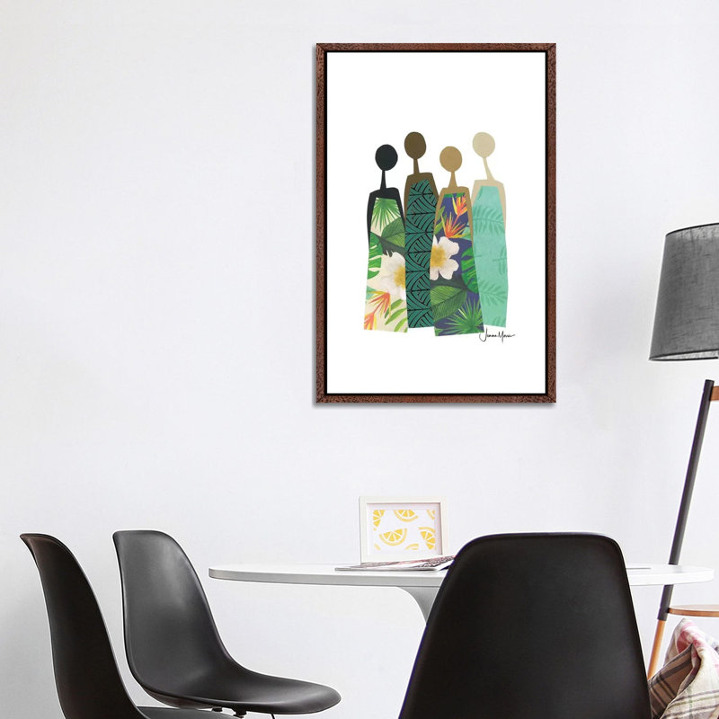 Diverse Women In Tropical Dress by LouLouArtStudio - Print on Canvas, 101.6cm H x 66.04cm W x 3.81cm D