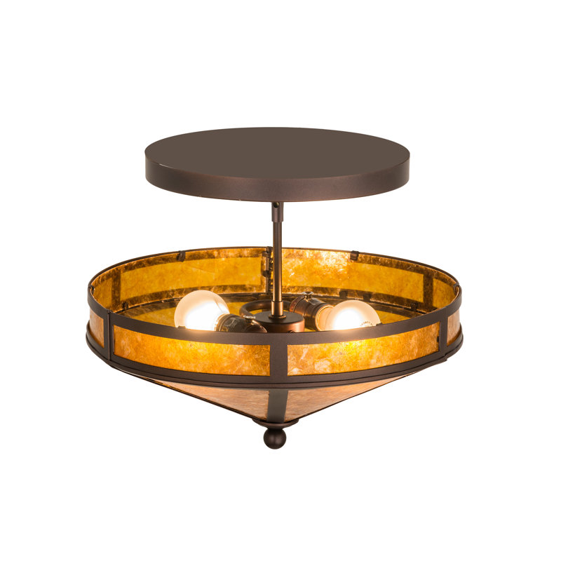 Plafonnier semi-encastré 2 lumières unique Yearby, H 15 po x l 16 po x P 16 po, Bronze acajou