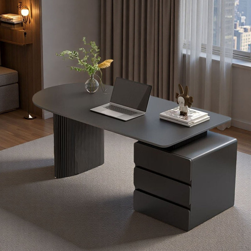 Bureau en ardoise moderne avec rangement à 3 niveaux, H 29,5 po x l 70,9 po x P 35,4 po