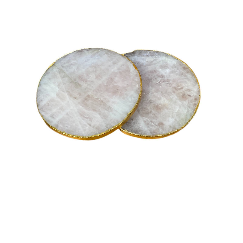 Sous-verres roses à quartz et pierres précieuses