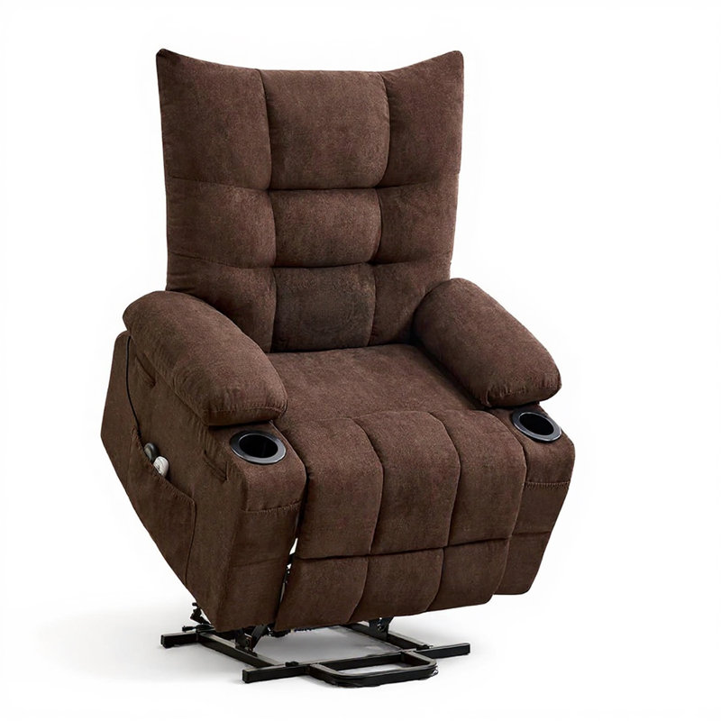 Oversized Power Lift Recliner Chair with Massage and Heat, Swivel Rocker Recliner for Elderly with Padded Upholstery, Brown